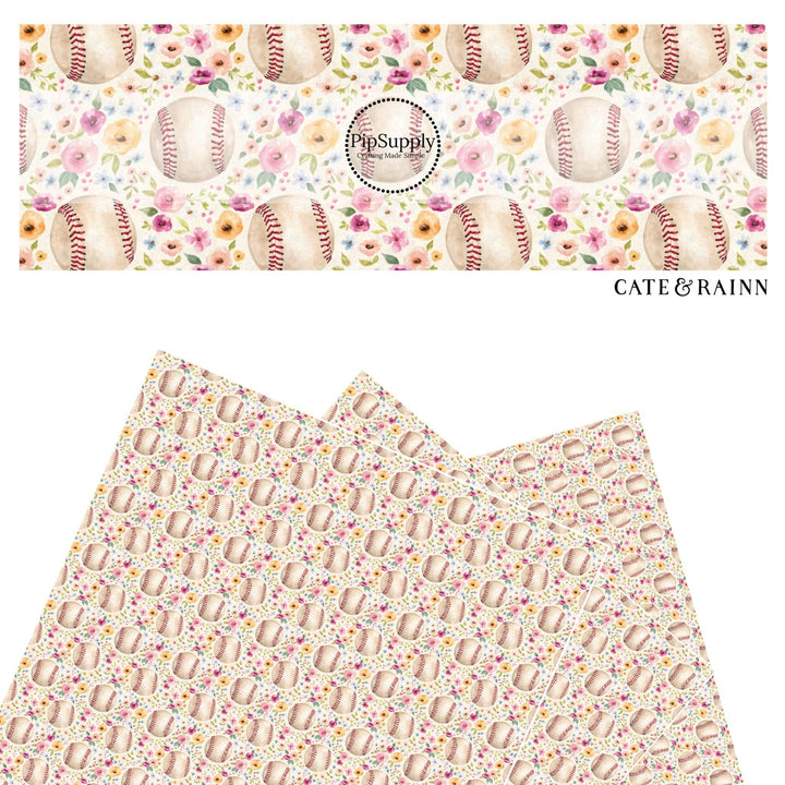 Baseball Floral Faux Leather Sheets