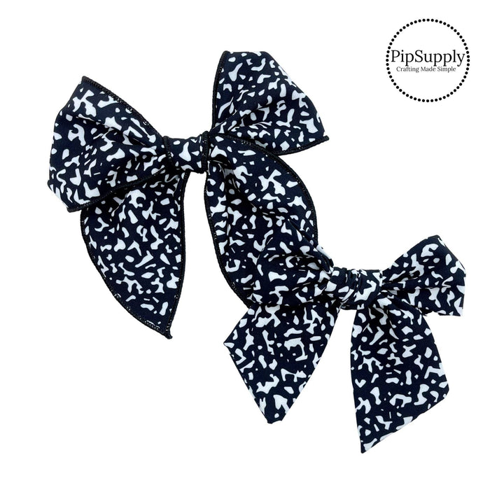 Black White Composition Hair Bow Strips-READY TO SHIP