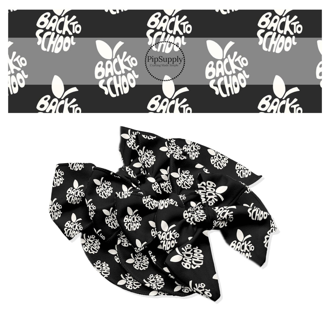 Back To School Apples on Black Hair Bow Strips
