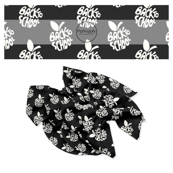 Back To School Apples on Black Hair Bow Strips