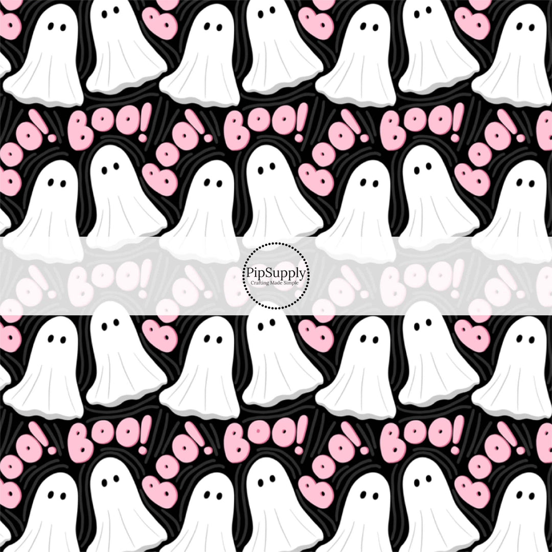 BOO on Black Fabric By The Yard