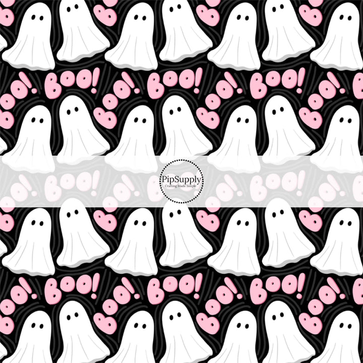 BOO on Black Fabric By The Yard