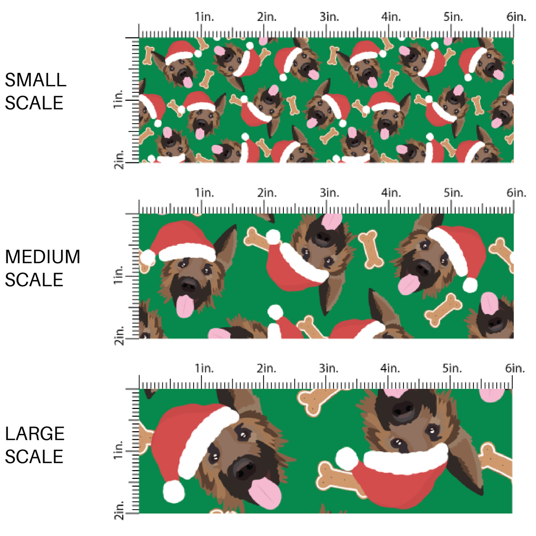 Christmas German Shepards Fabric By The Yard