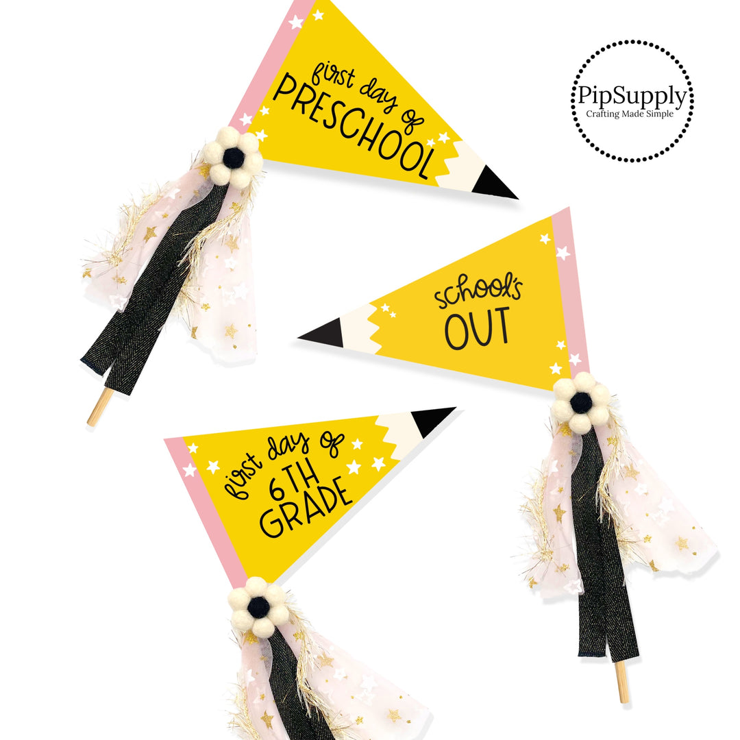 First Day of School Pencil DIY Pennant Flags