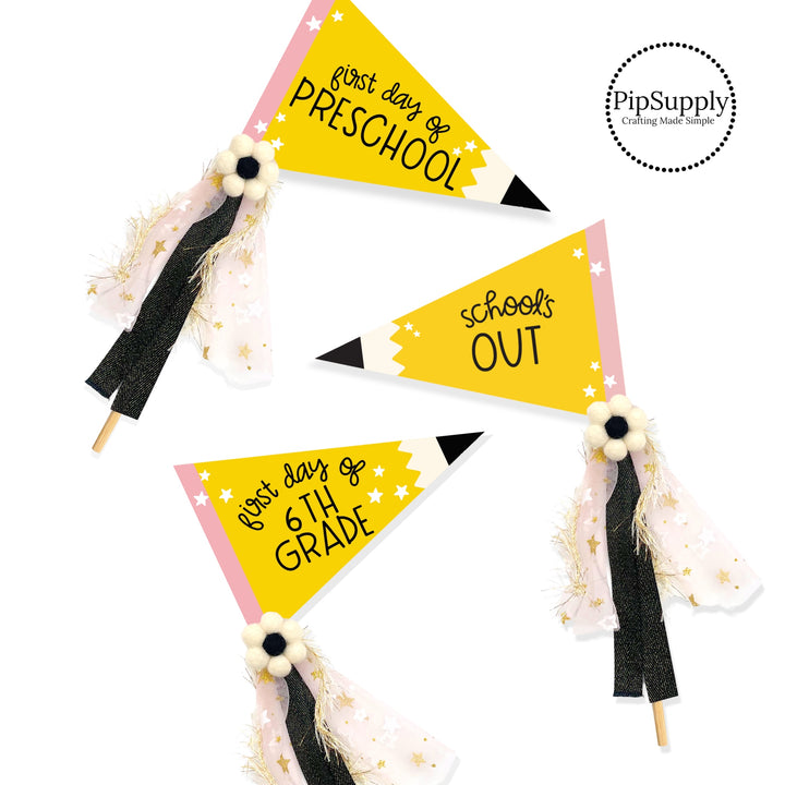 First Day of School Pencil DIY Pennant Flags