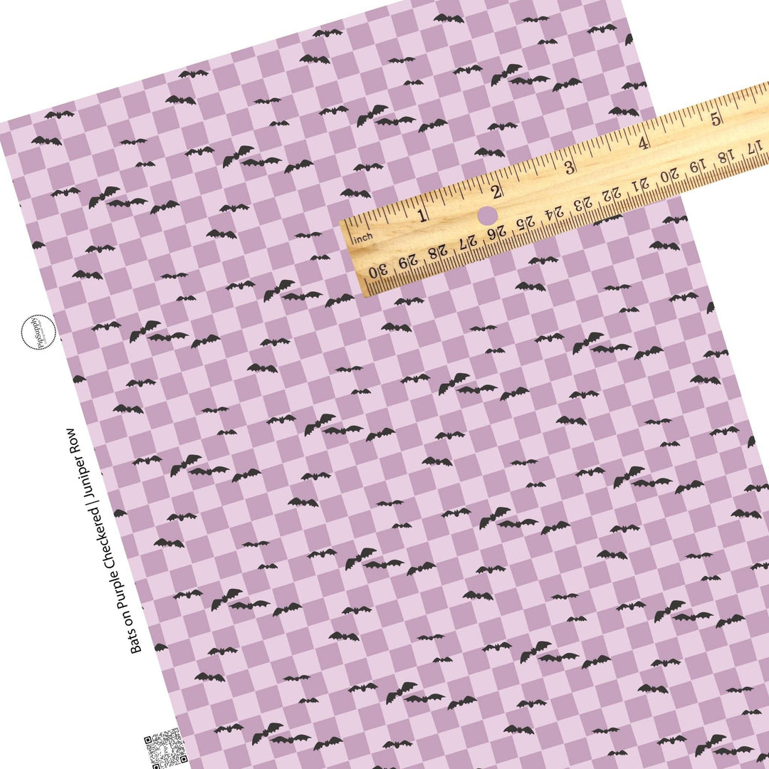 Bats on Purple Checkered Faux Leather Sheets