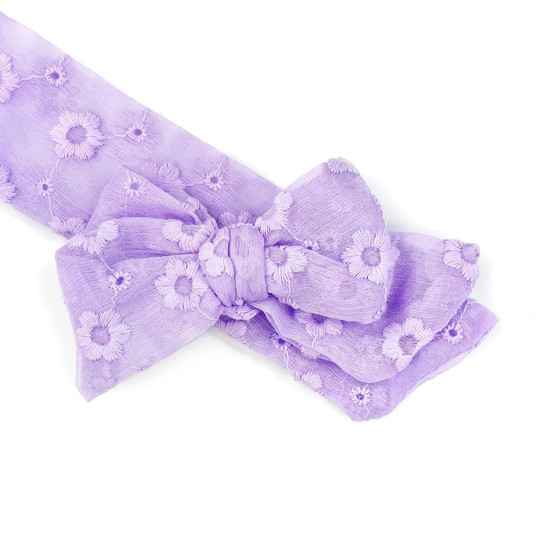 Lavender Daisies Tulle JB Effortless Bow Strips - Closed Edge