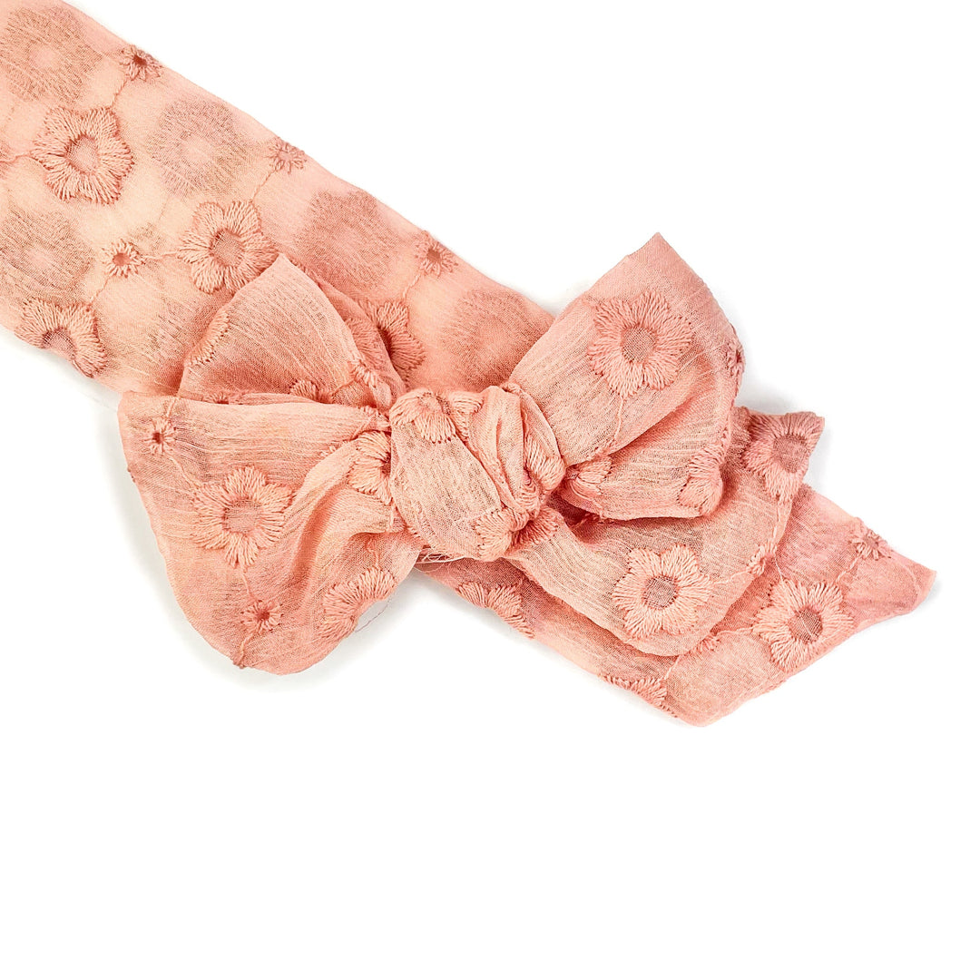 Dusty Mauve Daisies Tulle JB Effortless Bow Strips - Closed Edge