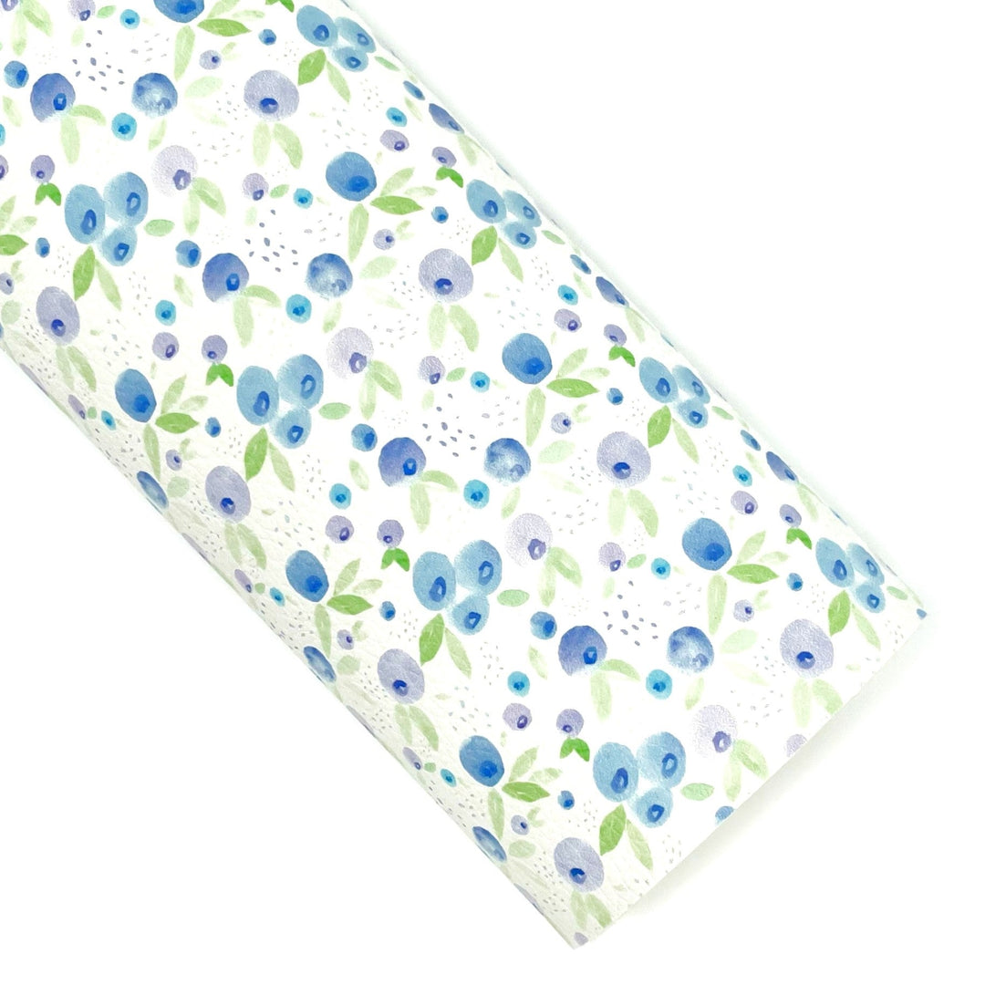 Watercolor Blueberries Pebbled Vegan Leather