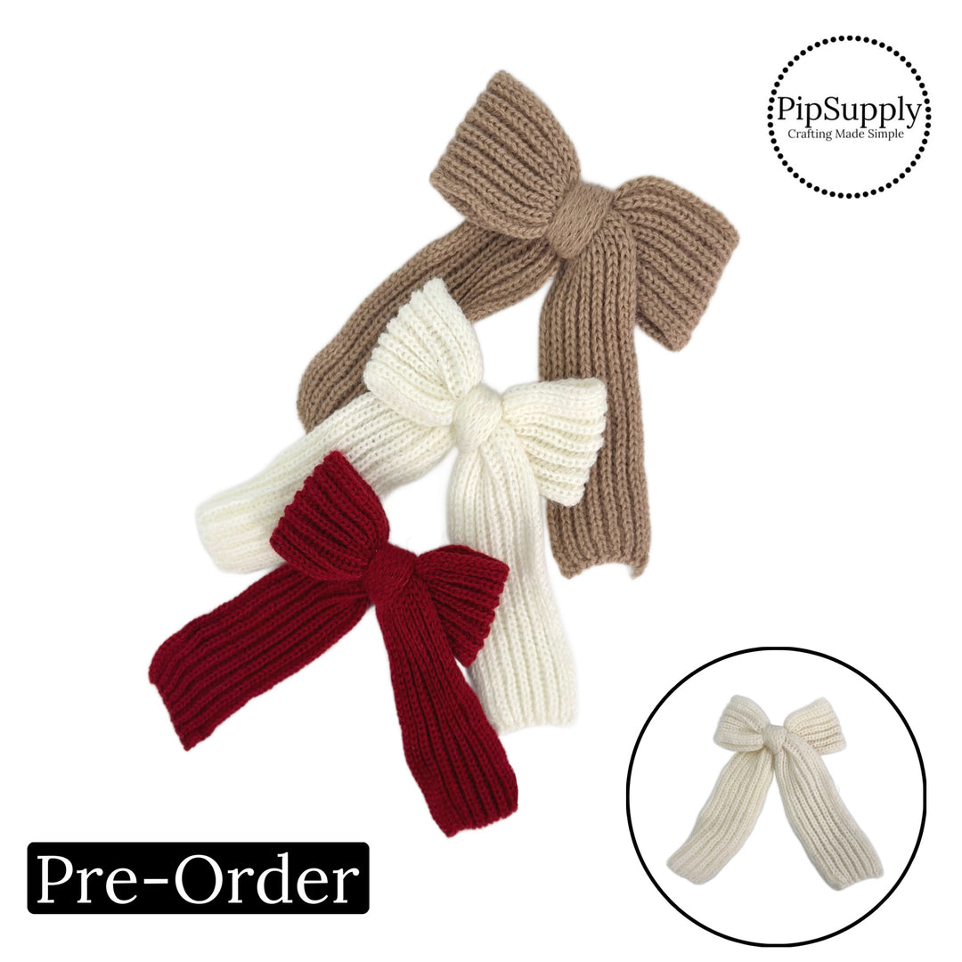 PRE-ORDER Long Tail Soft Sweater Bows w/Clip (estimated to ship the week of 11/13)