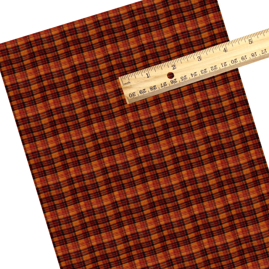 Pumpkin Cozy Plaid Faux Leather Sheets
