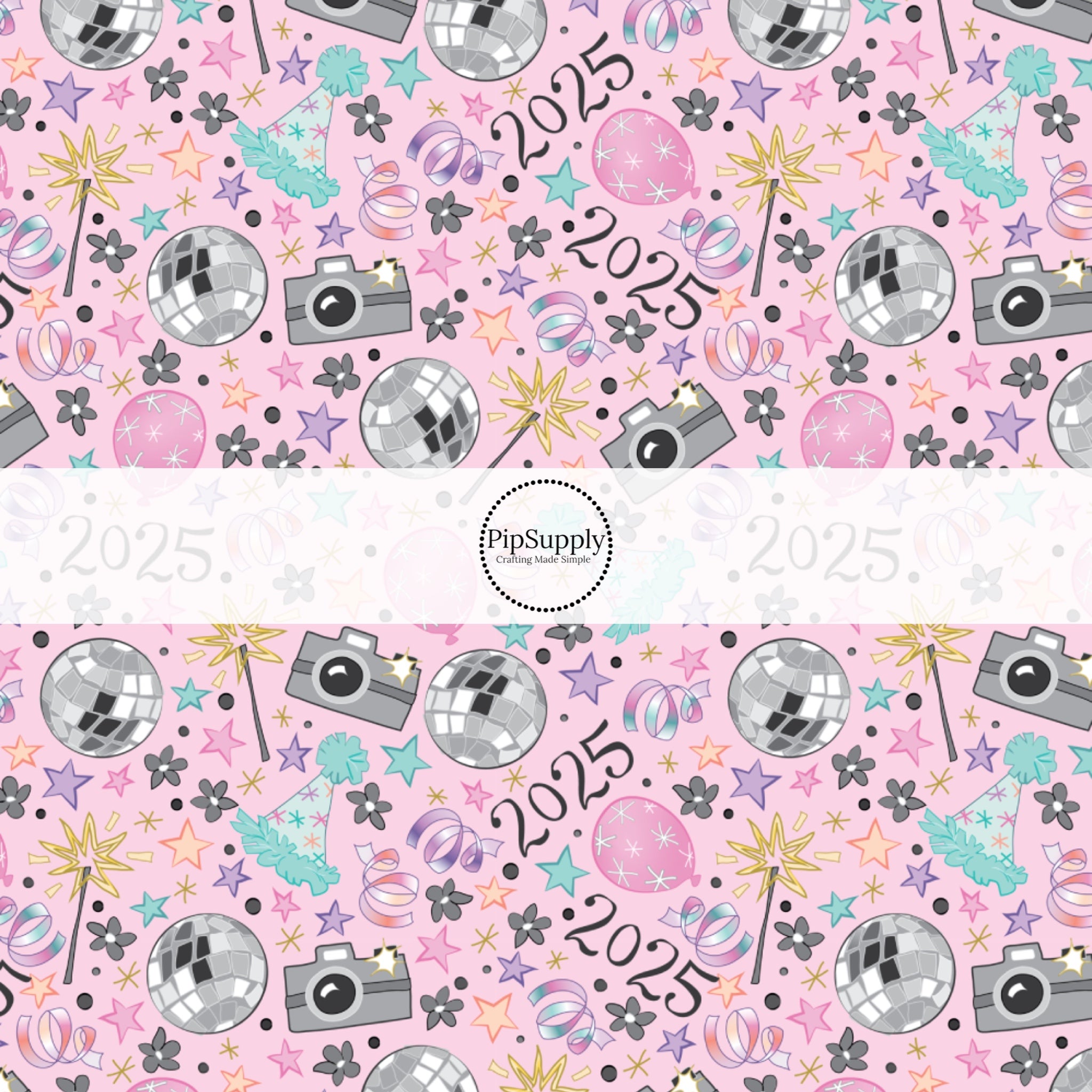 2025 Happy New Year Fabric by the Yard 2025 NYE Party Fabric By The