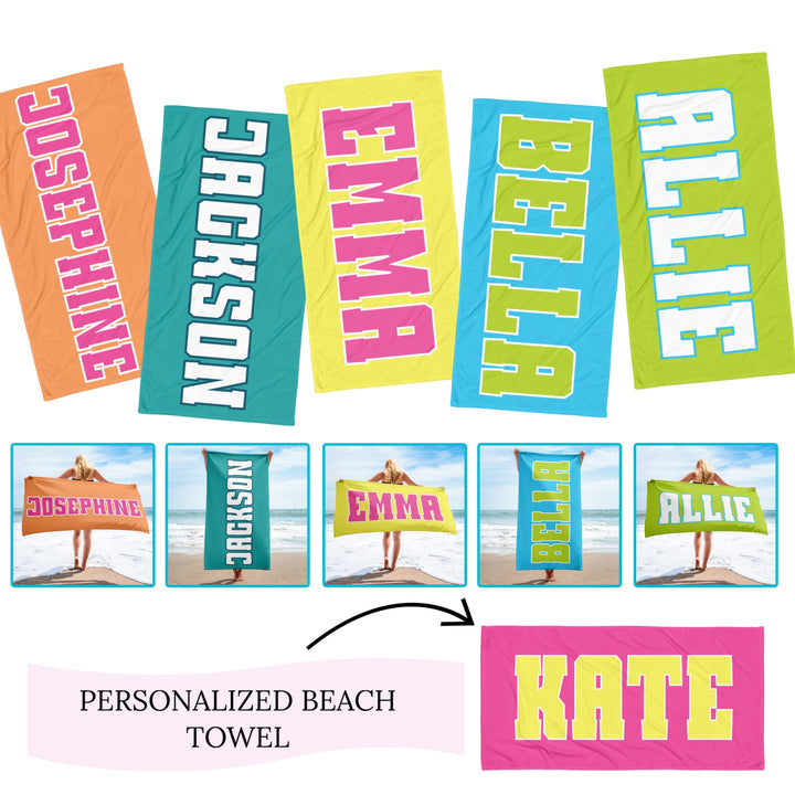 Bright Bold Personalized Beach Towel