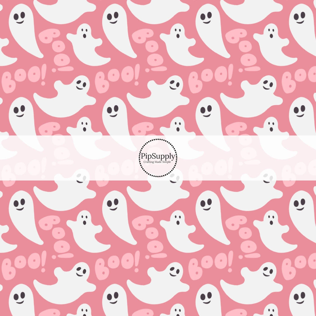 BOO on Bubblegum Fabric By The Yard