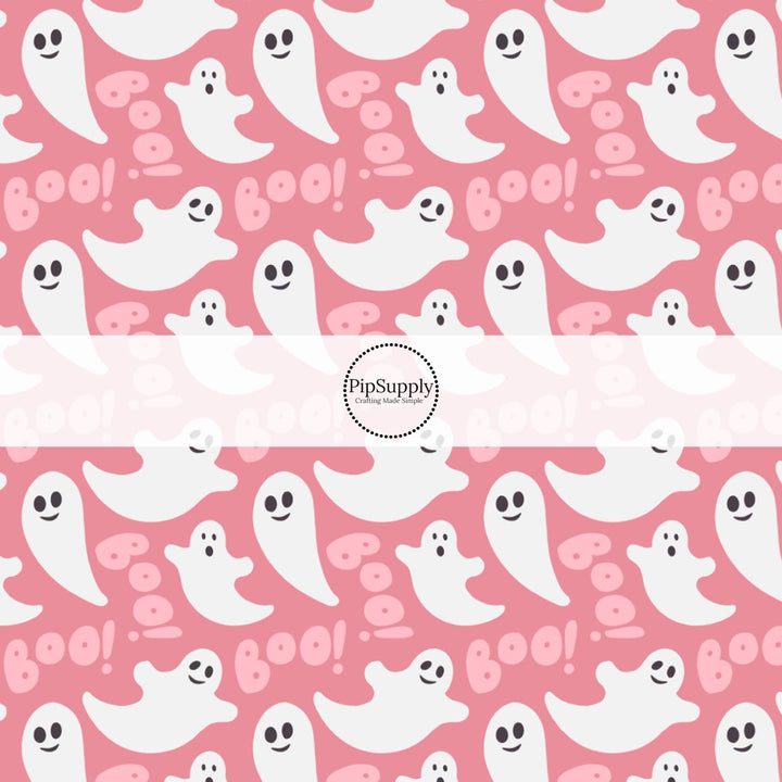 BOO on Bubblegum Fabric By The Yard