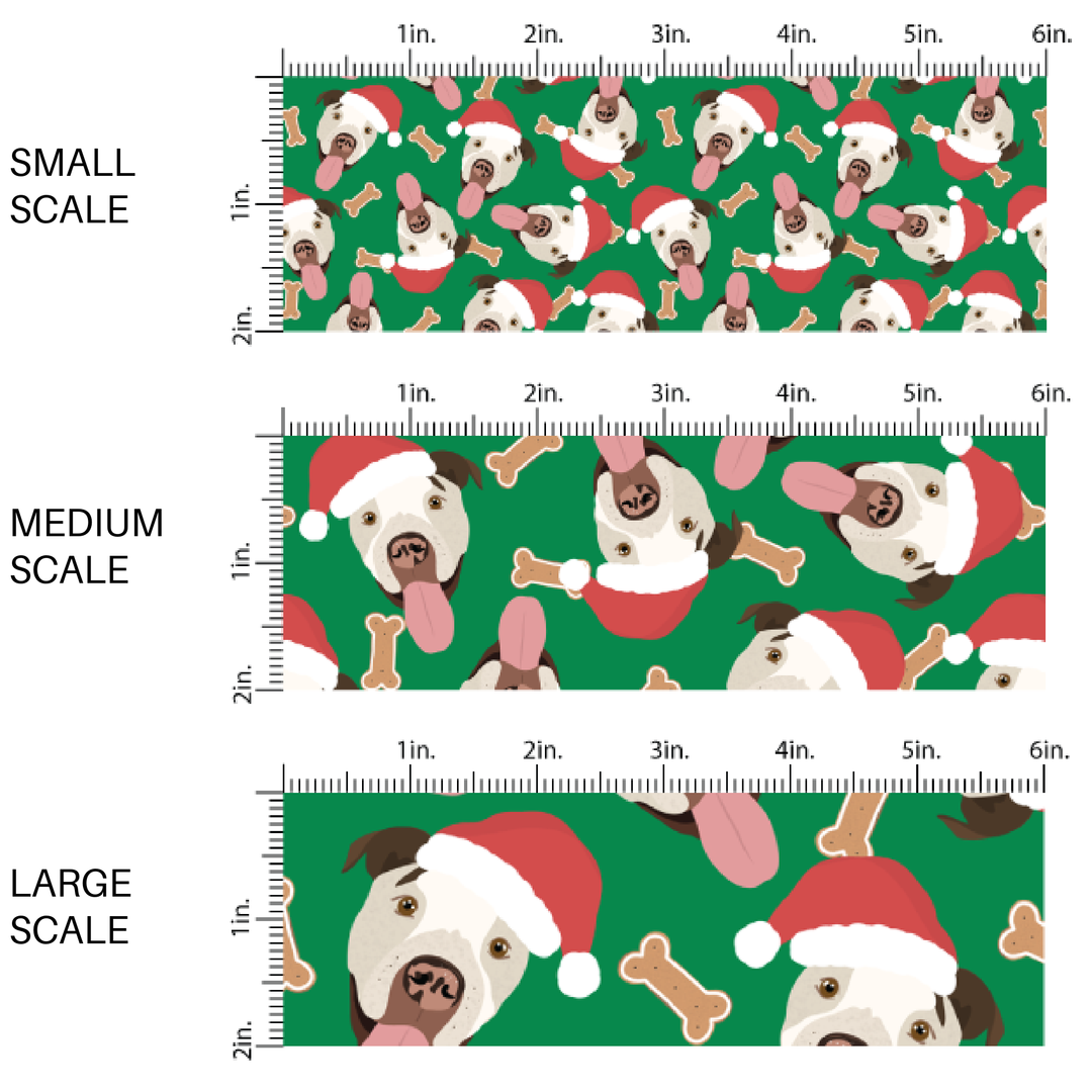 Christmas Pit Bulls Fabric By The Yard