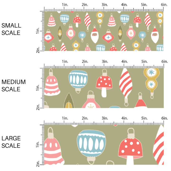 Christmas Fabric By The Yard | Ornaments on Olive | Olive Christmas