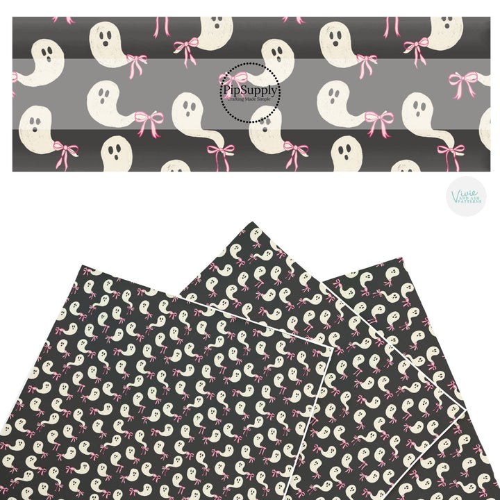Charcoal Bow Tail Ghosts Faux Leather Sheets