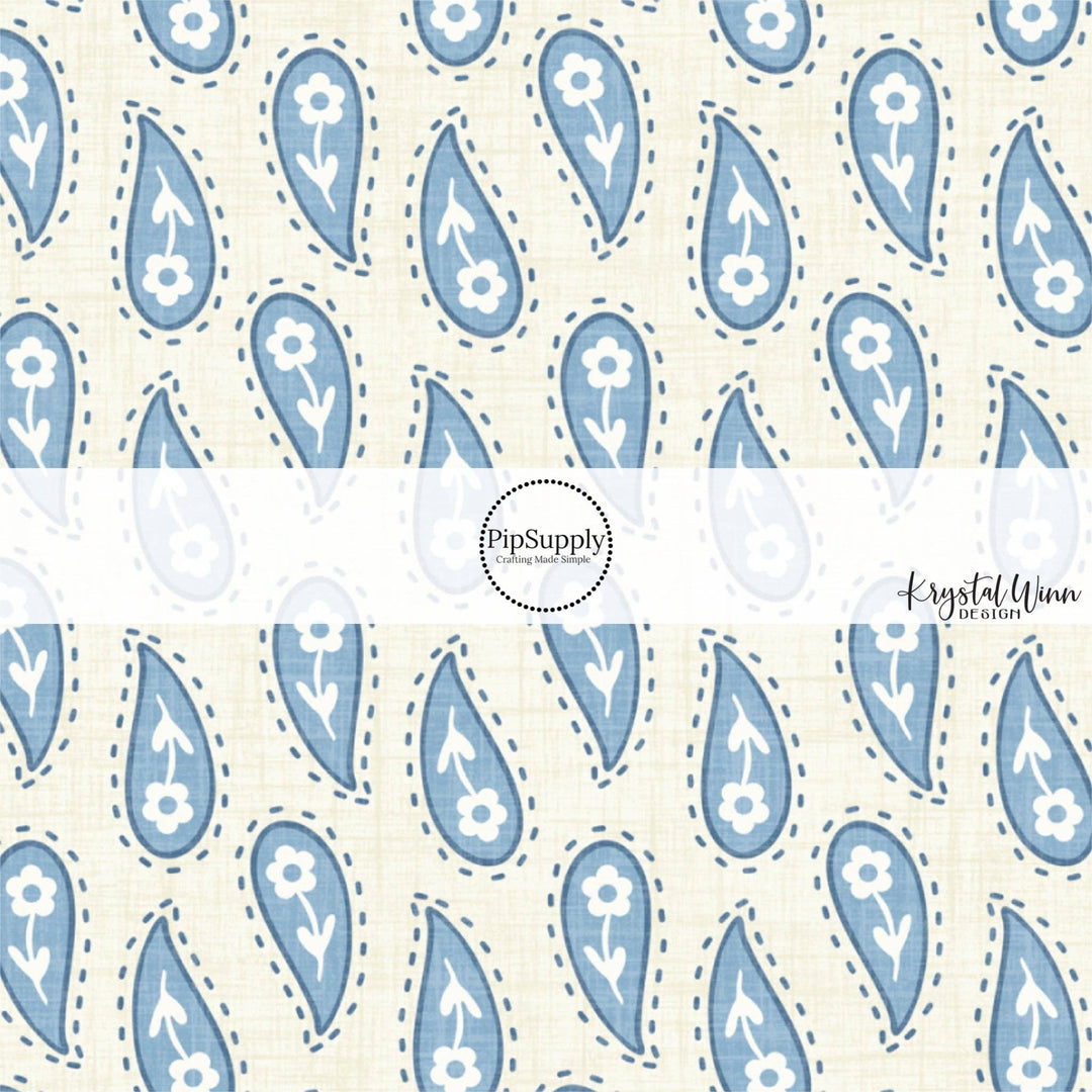 Blue Daisy Paisley Fabric By The Yard