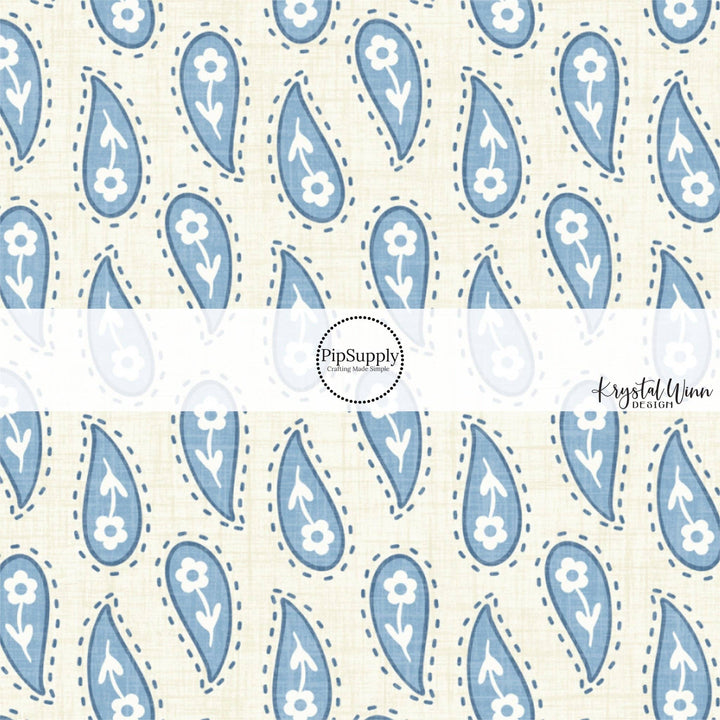 Blue Daisy Paisley Fabric By The Yard