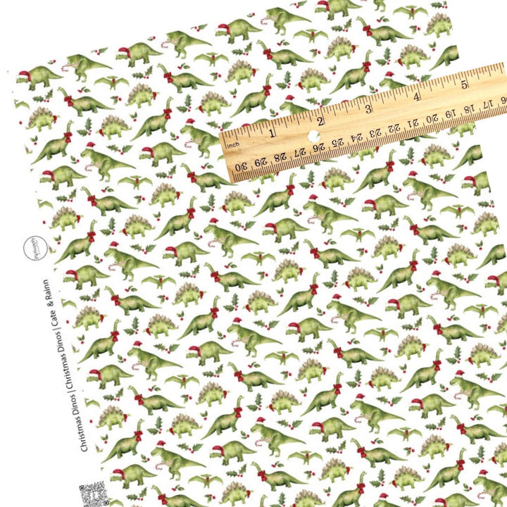 Christmas Dinos Faux Leather Sheets