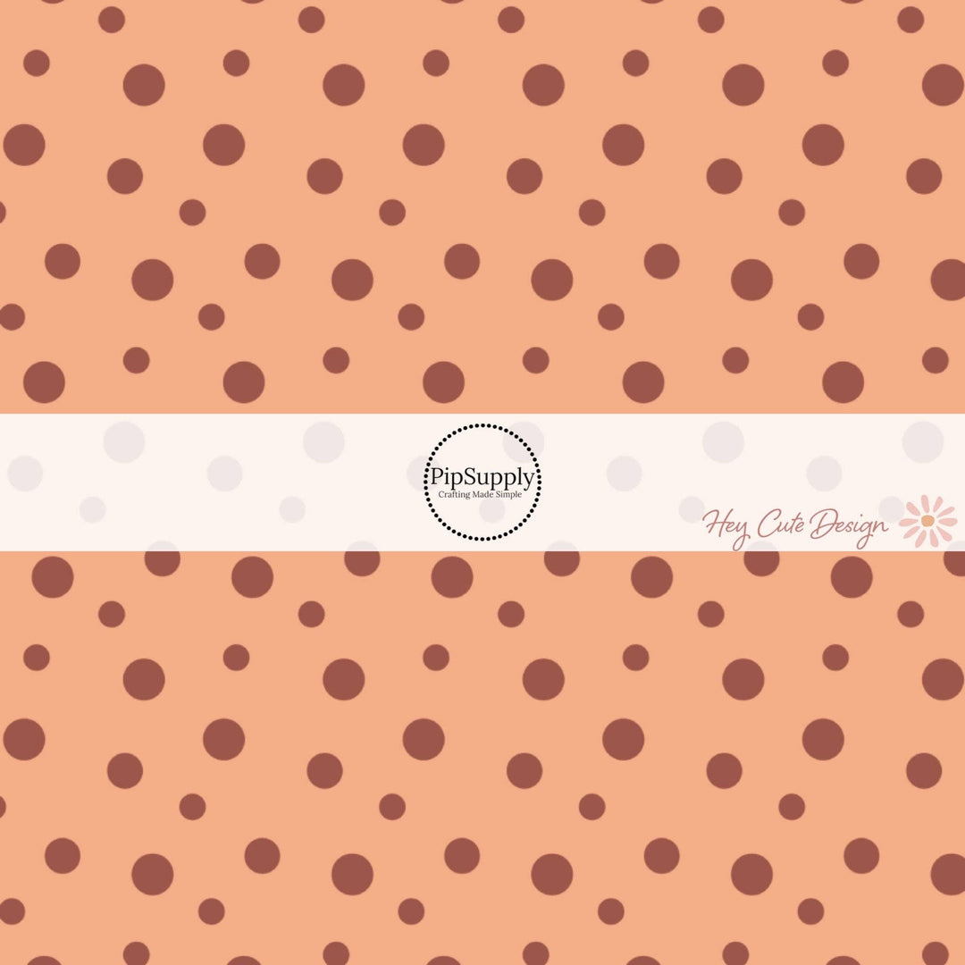 Brown Dots On Peach Fabric By The Yard