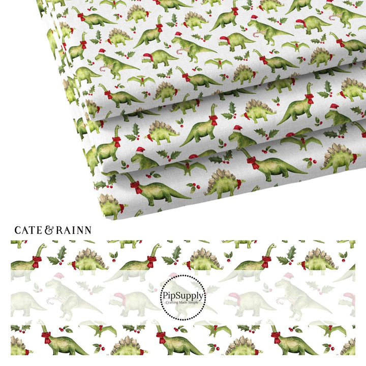 Christmas Dinos Fabric By The Yard