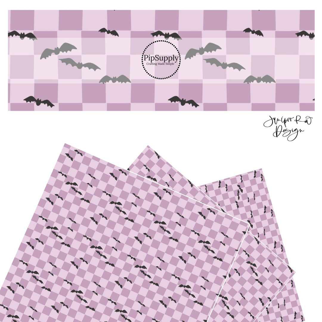 Bats on Purple Checkered Faux Leather Sheets
