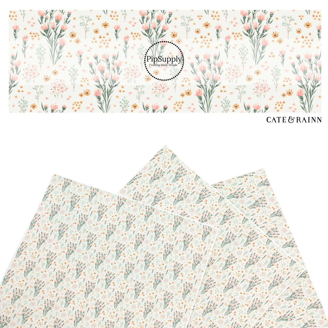 Blush Wildflowers Faux Leather Sheets