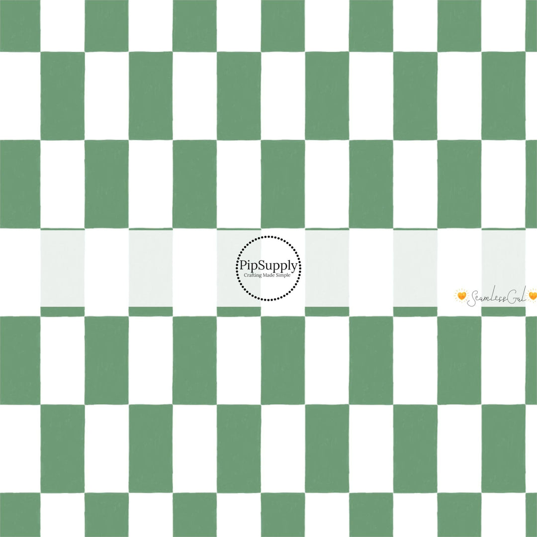 Christmas Green Checker Fabric By The Yard