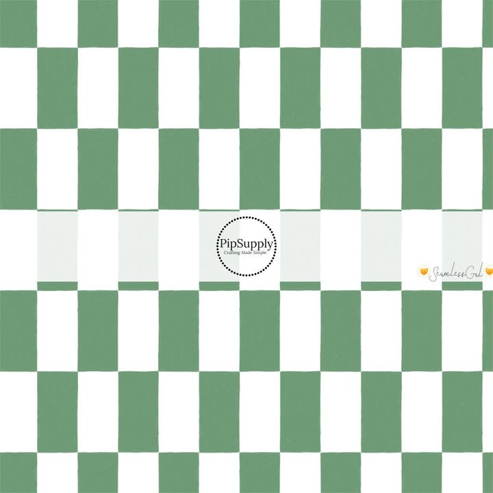 Christmas Green Checker Fabric By The Yard