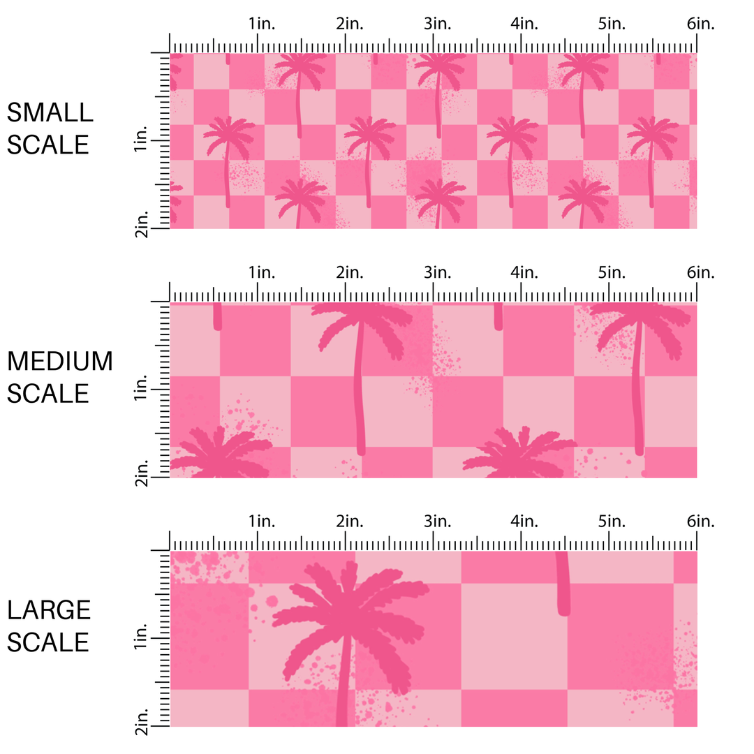 Checkered Palms Pink Fabric By The Yard