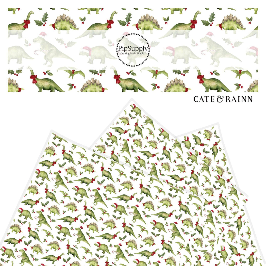 Christmas Dinos Faux Leather Sheets