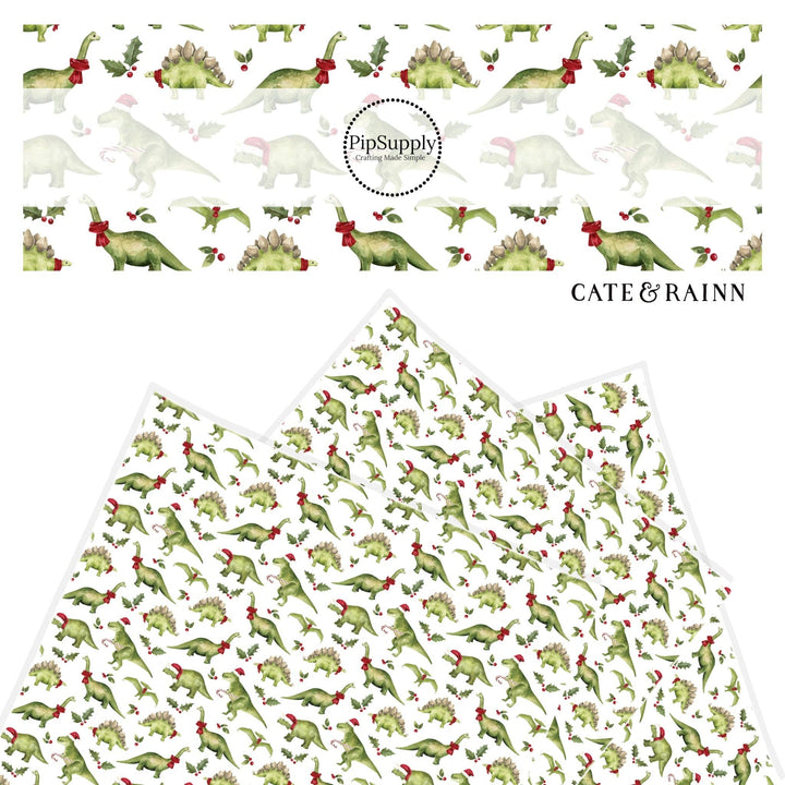 Christmas Dinos Faux Leather Sheets