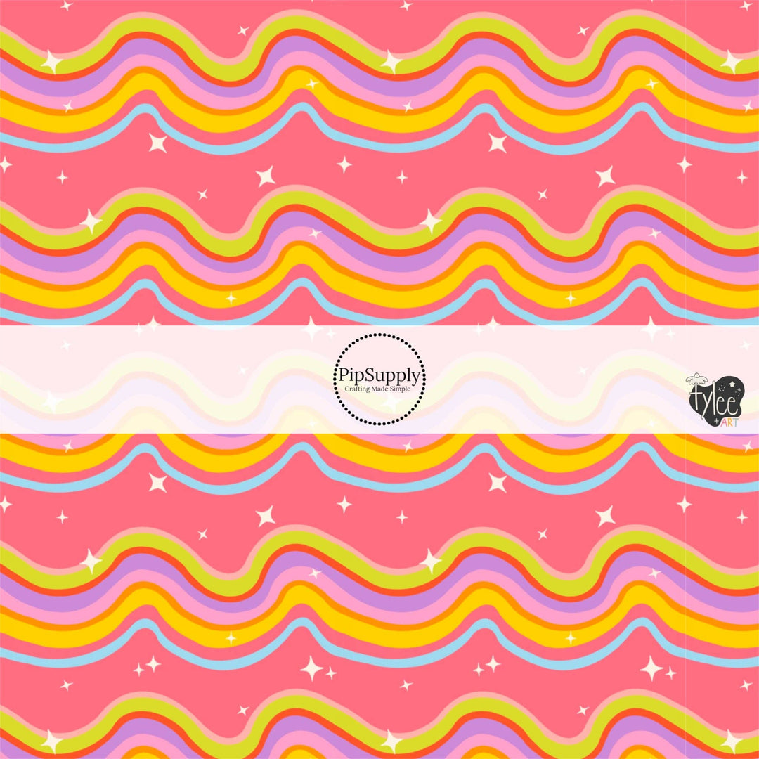 BTS Waves Pink Fabric By The Yard
