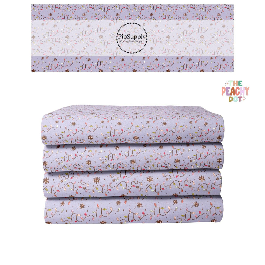 Christmas Fabric By The Yard | Retro Lights Blue | Frosted Forest Lights