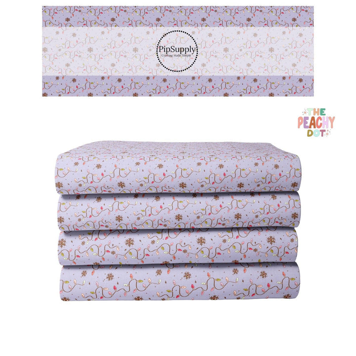 Christmas Fabric By The Yard | Retro Lights Blue | Frosted Forest Lights