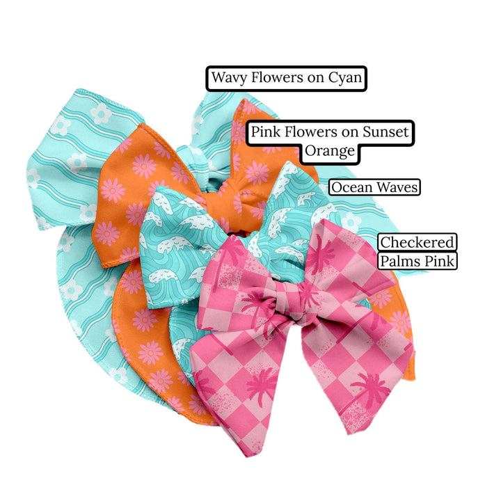 Checkered Palms Pink Hair Bow Strips
