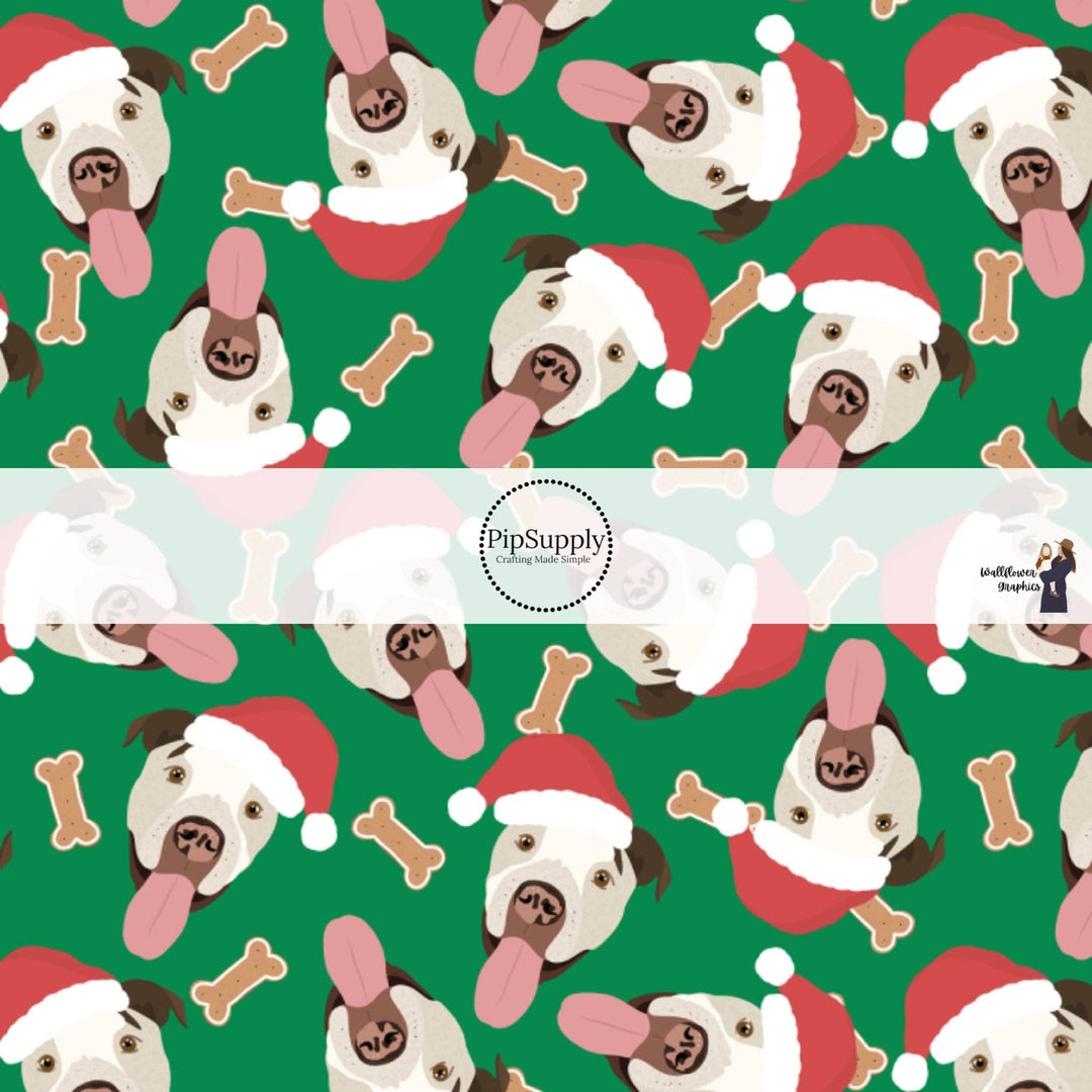 Christmas Pit Bulls Fabric By The Yard