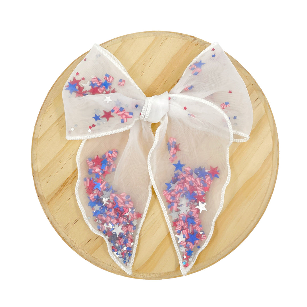 Pre-Filled Glow in the Dark July Sheer Shaker JB Effortless Bow Strips - Serged Edge