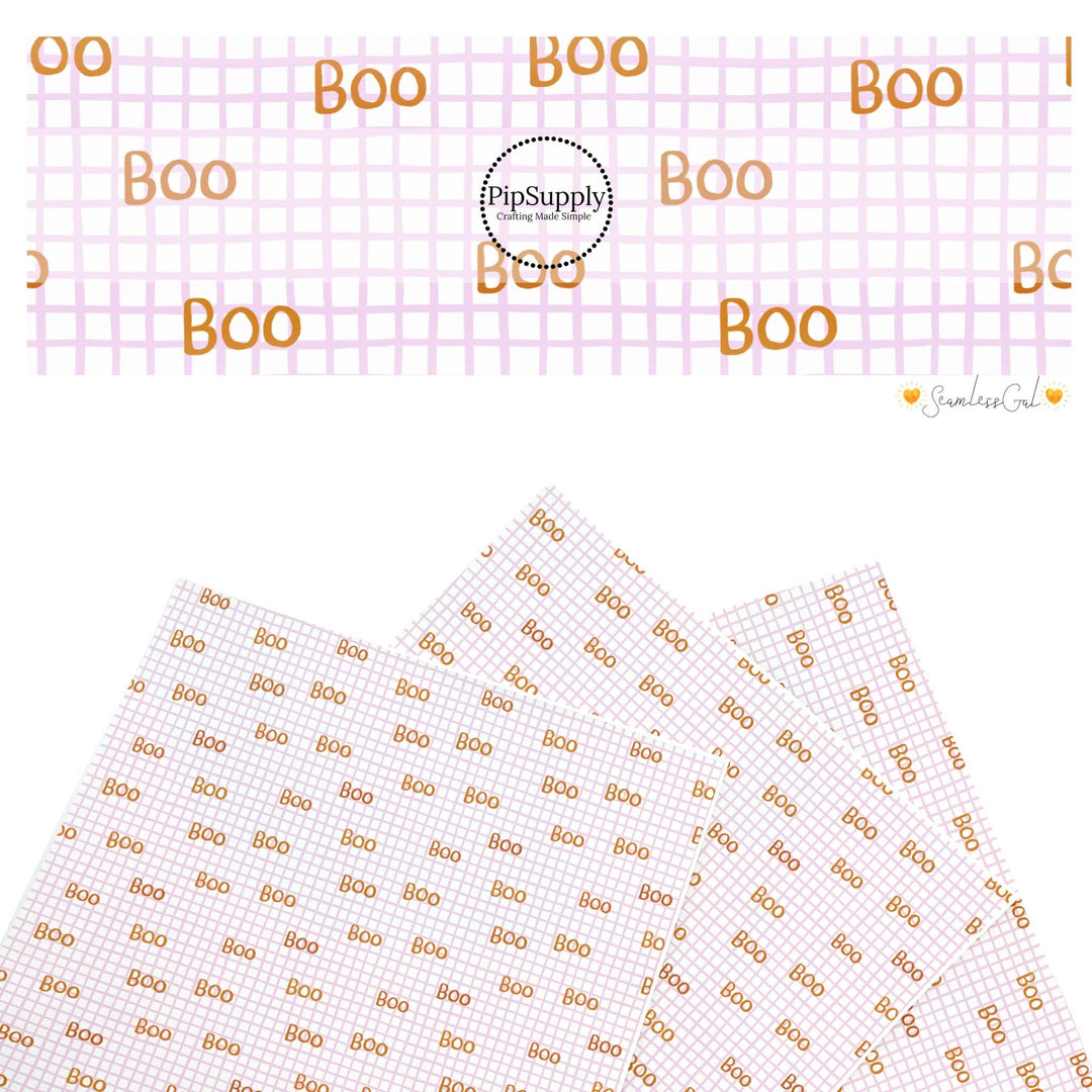 Boo on Lilac Grid Faux Leather Sheets