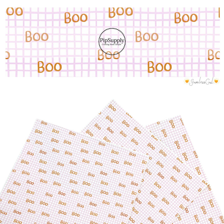 Boo on Lilac Grid Faux Leather Sheets