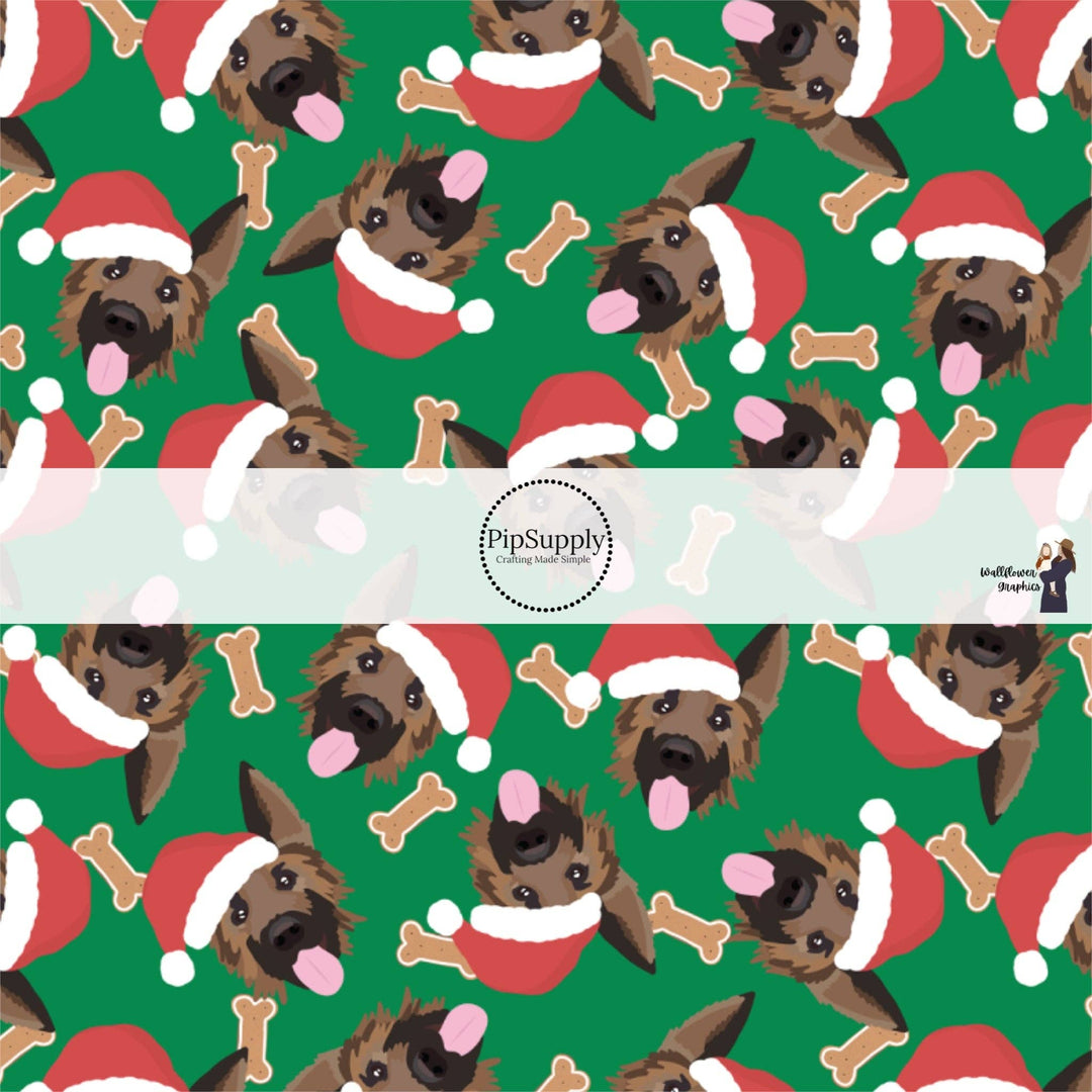 Christmas German Shepards Fabric By The Yard