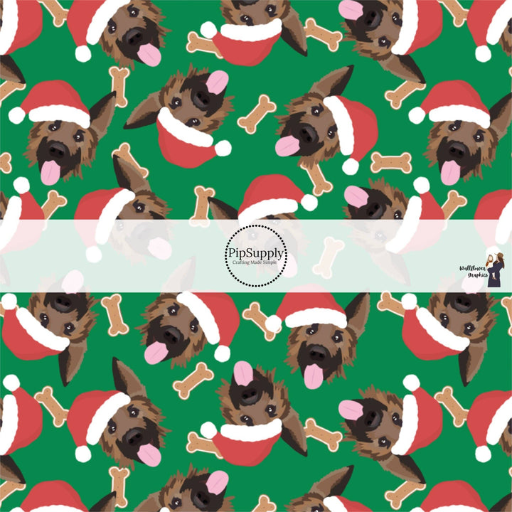 Christmas German Shepards Fabric By The Yard