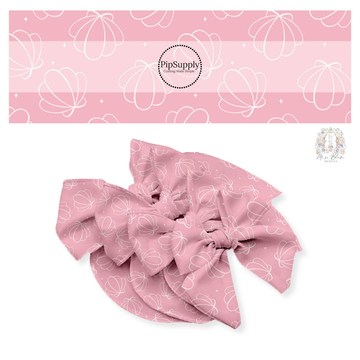 Baby Pink Seashells Bow Strips