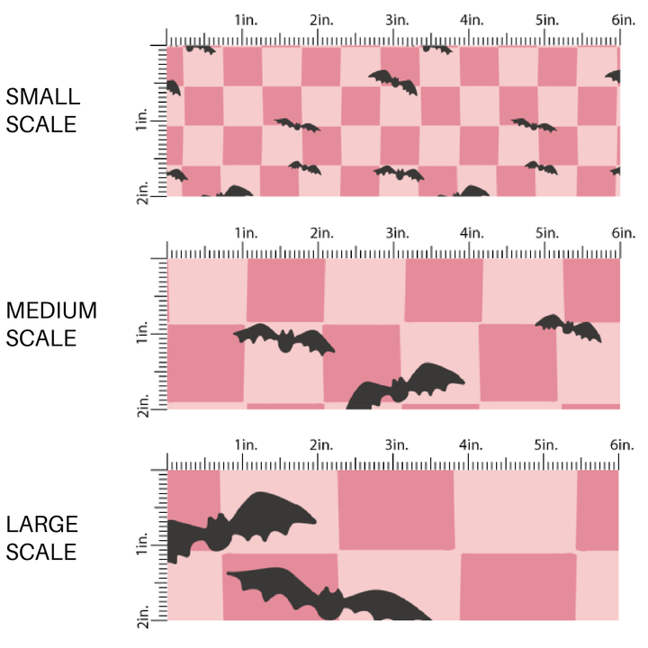Bats on Pink Checkered Fabric By The Yard