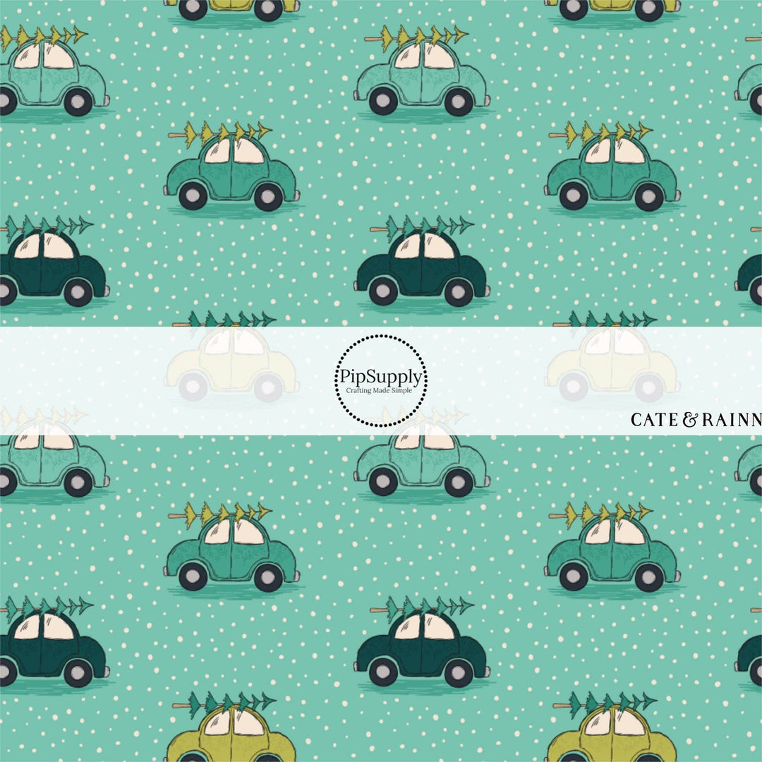 Aqua Tree Truck Fabric By The Yard