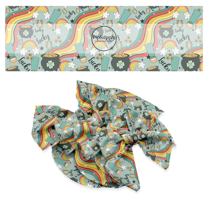 These St. Patrick's Day pattern themed no sew bow strips can be easily tied and attached to a clip for a finished hair bow. These patterned bow strips are great for personal use or to sell. These bow strips features lucky leprechauns, rainbows, and pots of gold.