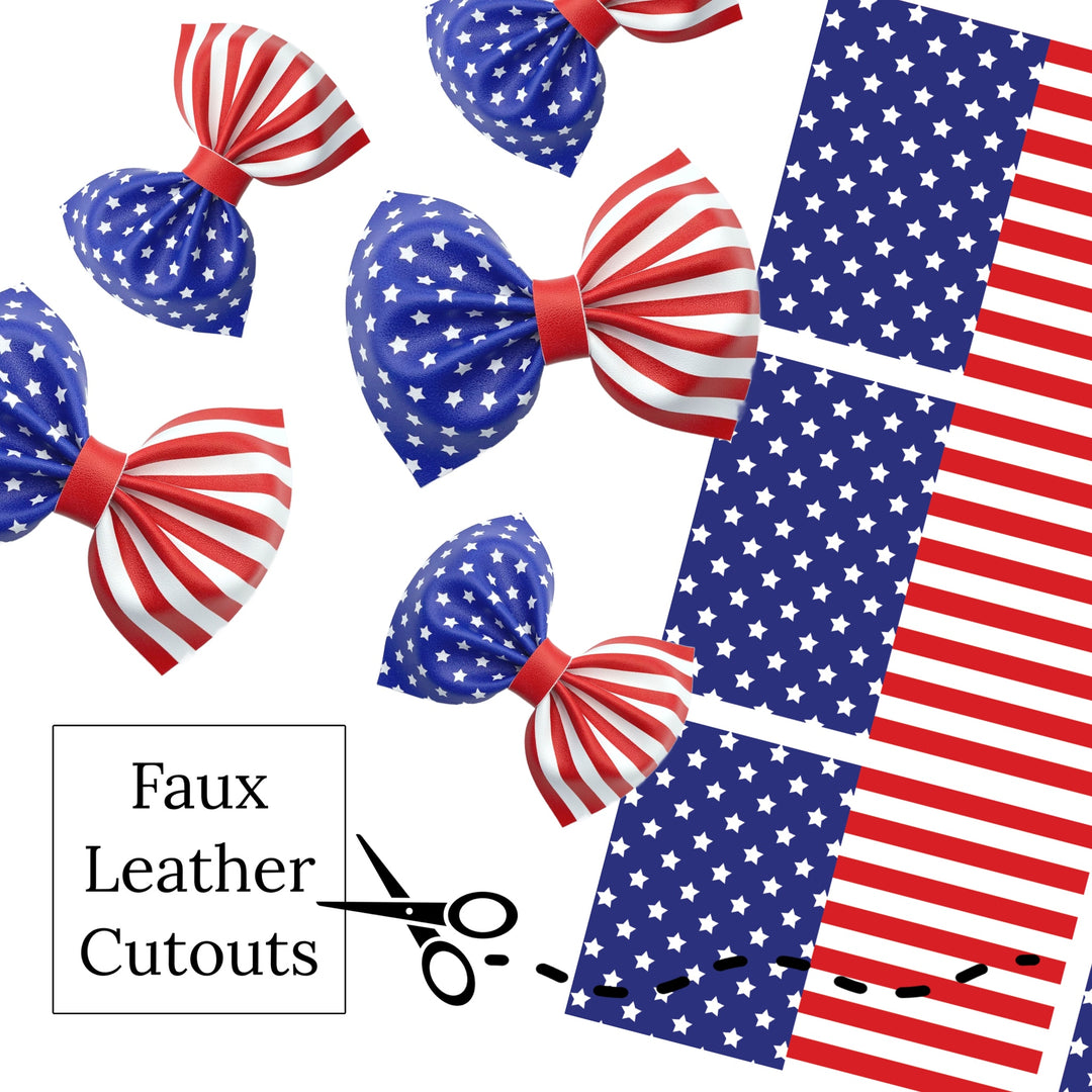 American Flag Faux Leather DIY Hair Bows & Craft Cutouts
