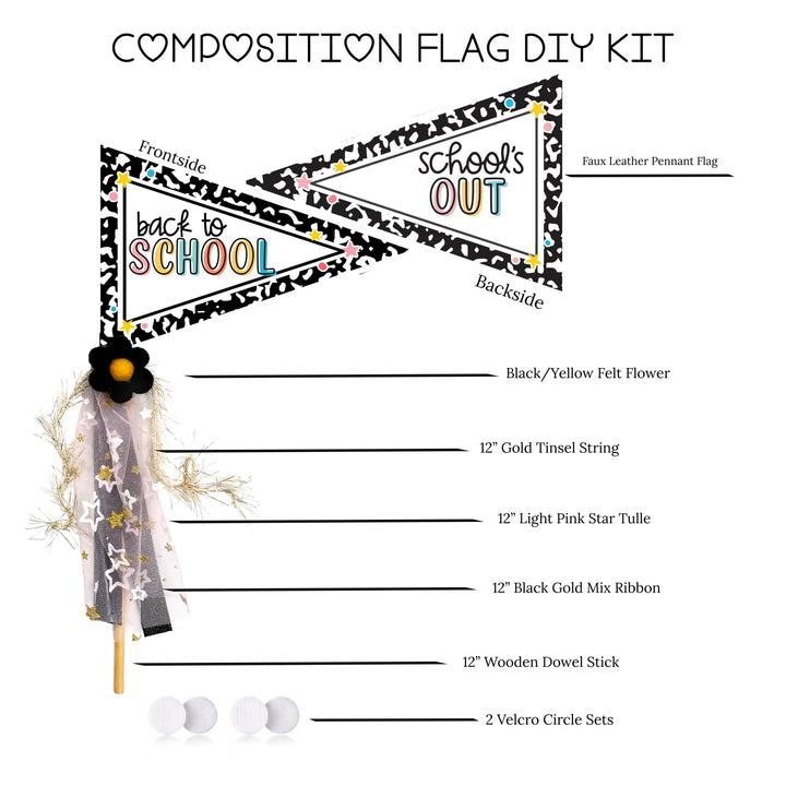 Back to school composition notebook themed DIY pennant flags